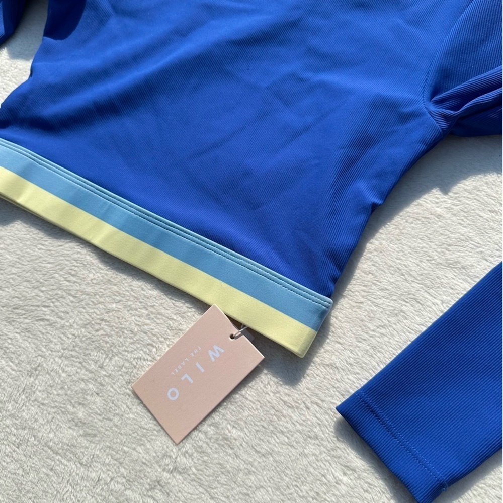 Cropped Long-Sleeve Athletic Top in Royal Blue - Picture 4 of 11